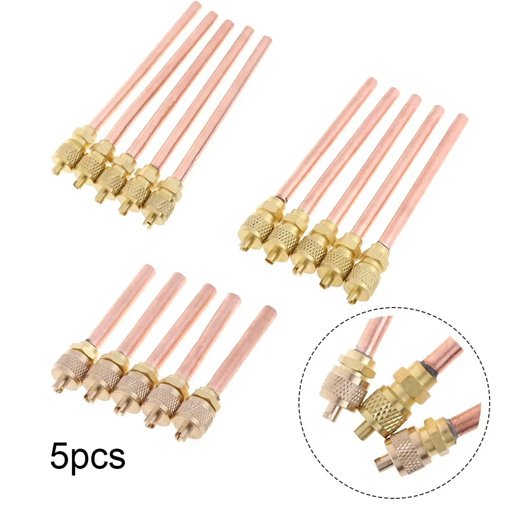 Brass Refrigeration Access Valve Filling Valve, 5PCS Air Conditioning Accessories for Vacuum, Pressure Checking and More