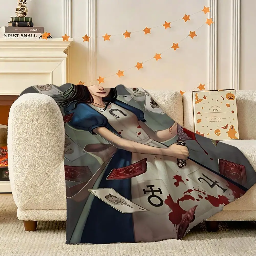 Alice Madness Returns Throw 240g Flannel Blanket Lightweight Soft Skin-friendly Summer Thin Throw Blanket