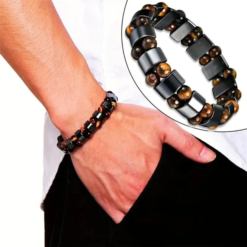Tiger Eye Stone Magnetic Hematite Beaded Bracelets for Men Women Spiritual Abundance Money Wealth Attract Bracelet Lucky Jewelry