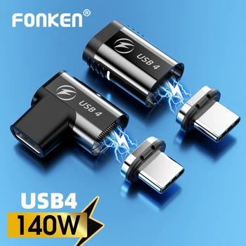 USB 4.0 Manyetik USB C Adaptör Tip C Konektörü PD 140W Hızlı Şarj 40Gbps 8K@60Hz Dönüştürücü Macbook Pro Air için Veri Aktarımı