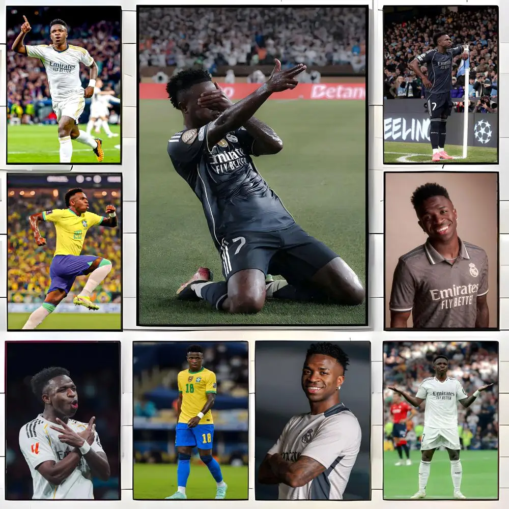 Football Star V-Vinicius J-Junior Poster  Self-adhesive Art Waterproof Paper Sticker Coffee House Bar Room Wall Decor