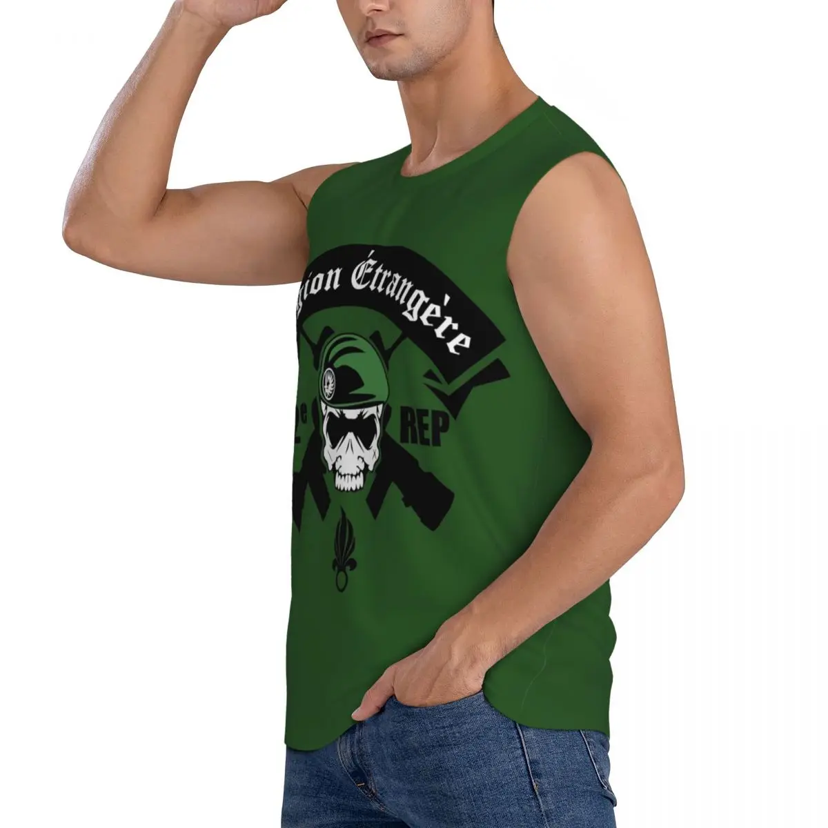 Legion Etrangere Foreign France Military Men Sleeveless Tank Tops Quick Dry Breathable Gym Fitness Running Summer Sport Vest