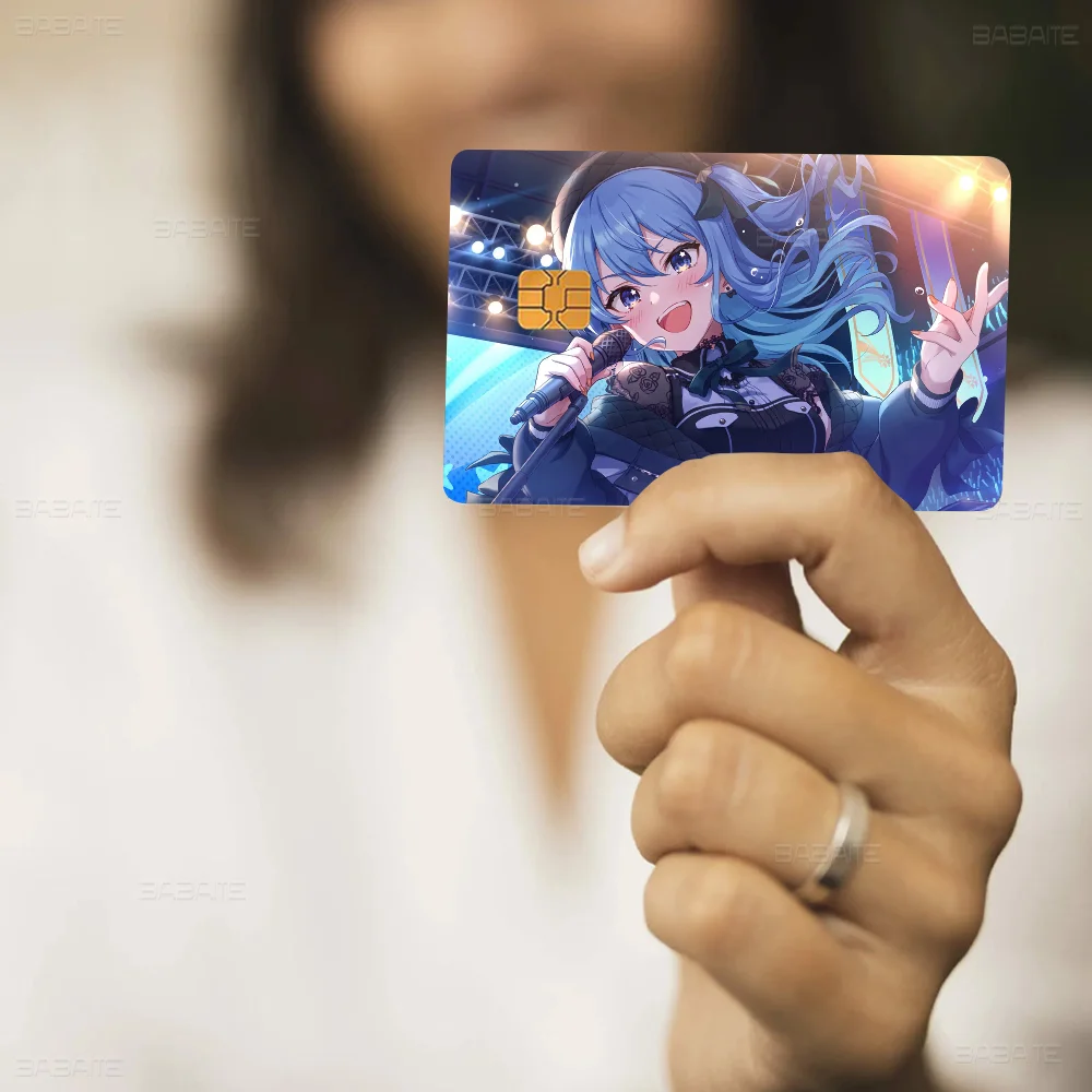 Hoshimachi Suisei Anime Poker Sticker Film Tape Skin For Credit Card Debit Card Cartoon Waterproof Stickers Small Chip