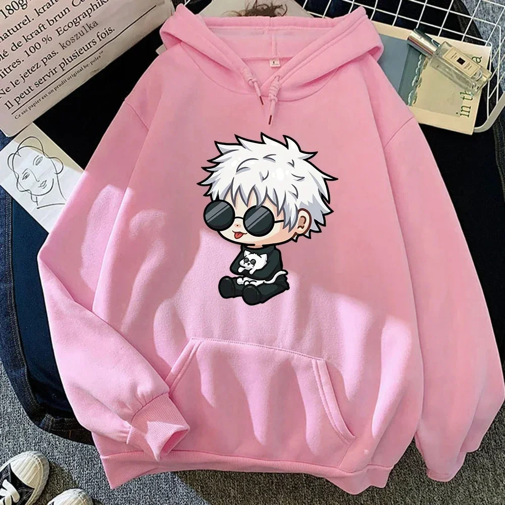Anime Jujutsu Kaisen Satoru Gojo Śliczna kreskówka Grafika z nadrukiem Bluza z kapturem Plus Size Bluza męska damska Unisex Streetwear