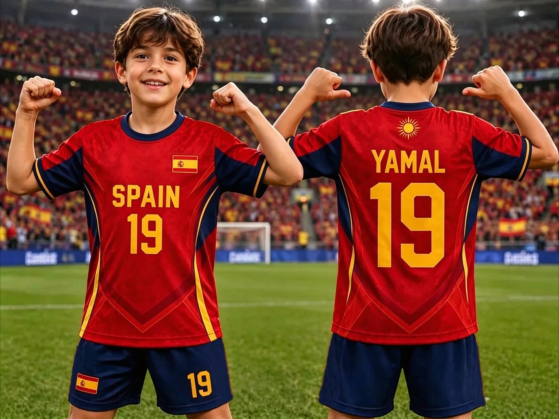 2027 Special NO.19 YAMAL Football Jersey Tee Shorts Set Women Men Spain Fans Shirt and Shorts Summer Streetwear Kids 2 Piece Set