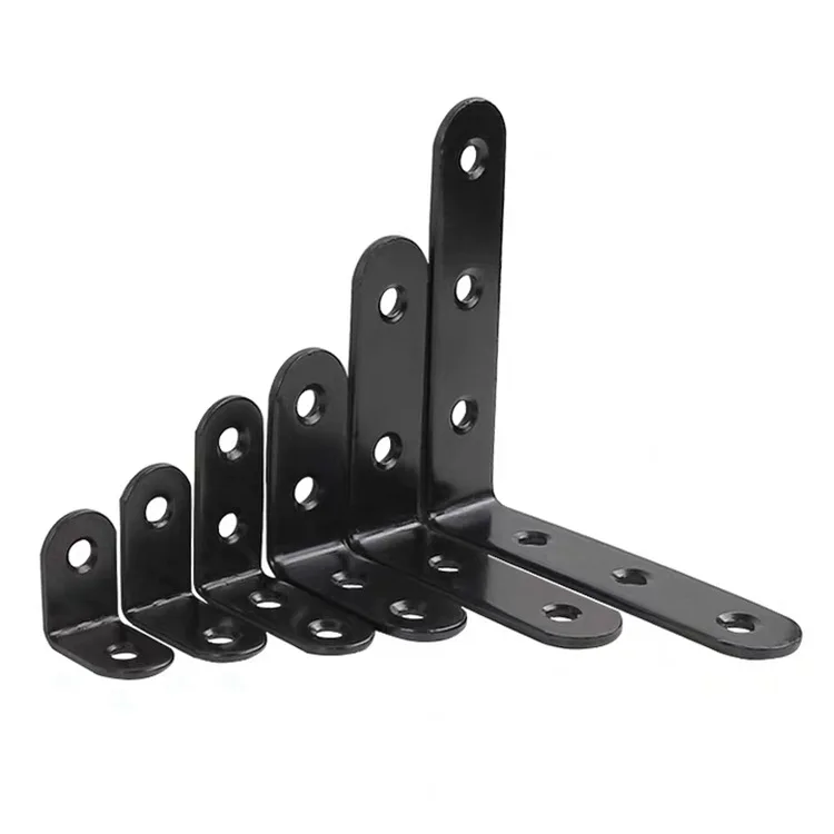 20 Pieces of Black Gusset L Angle Bracket Joint Fasteners 90 Degree Angle Bracket for WoodShelvesFurnitureCabinets