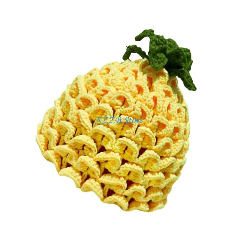 

T21F Unique Fruit Design Knitted Warm Crochet Skull Hat for Women Winter Autumn