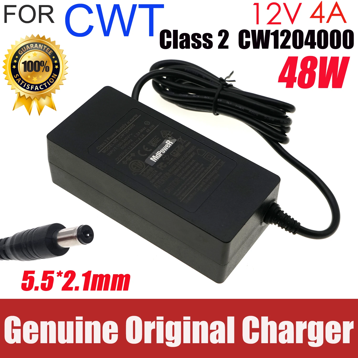 

Shenzhen Cenwell Technology CW1204000 12V 4A AC Adapter Charger 48W Power Supply 5.5*2.1mm for Govee Class 2 Power Supply