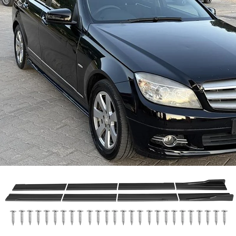 For Mercedes Benz Accessories W204 C63 C180 C200 C260 C300 AMG Car Side Skirt Extension Rocker Panel Splitters Winglet Lip Body view 4