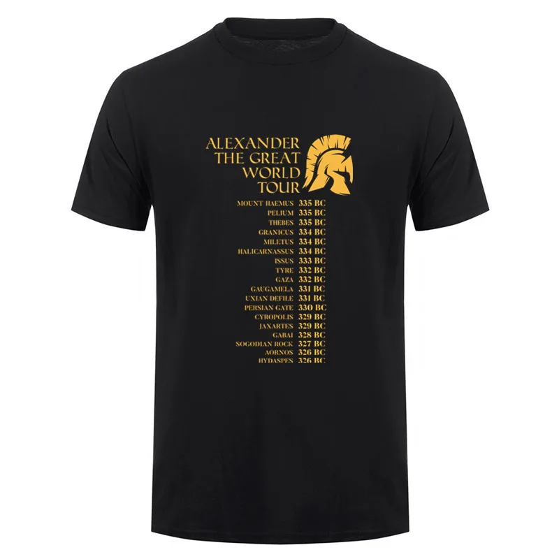 Alexander The Great World Tour Ancient Greek T-Shirt  Cotton Short Sleeve O-Neck Mens History Fan Gift T Shirt DY-416