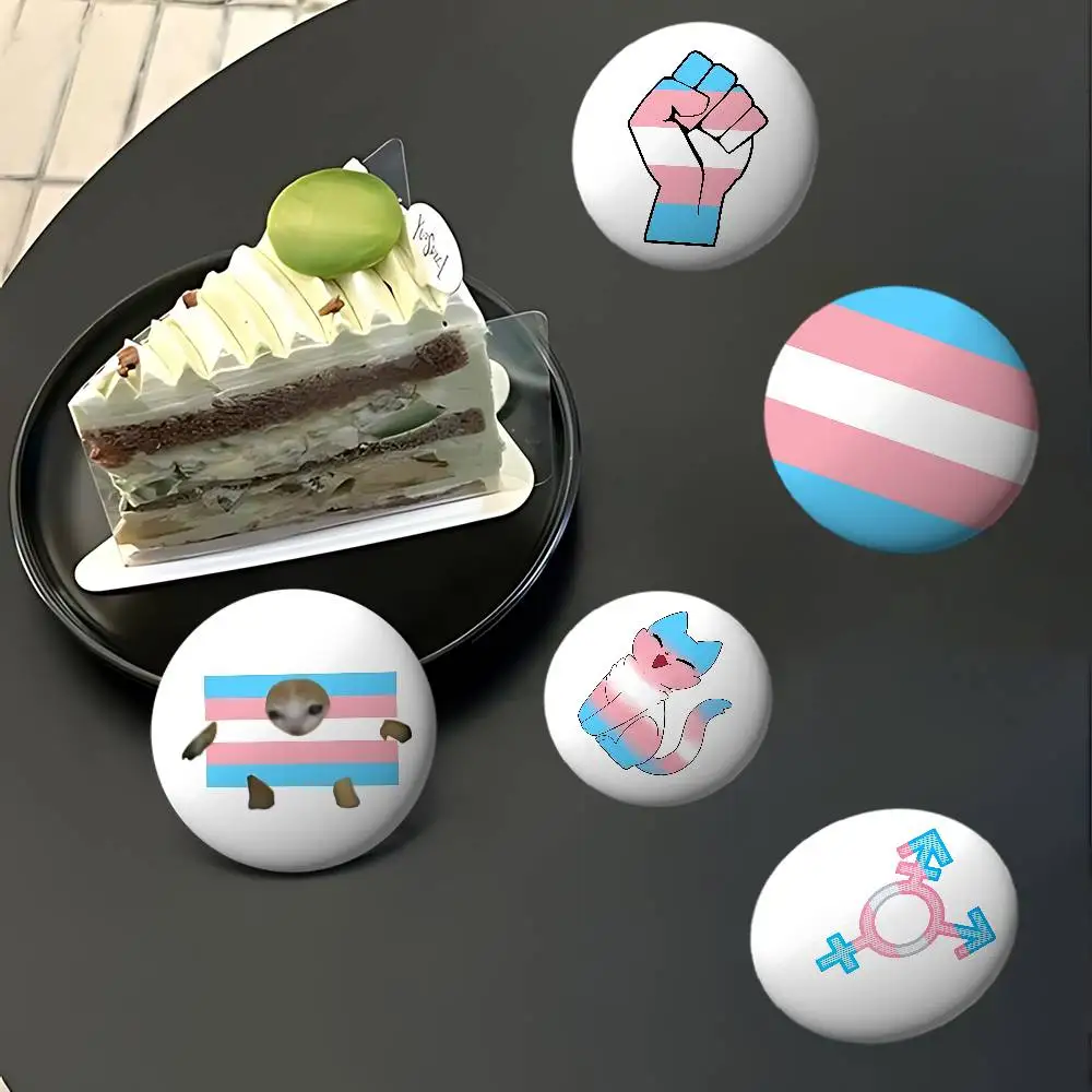 

Trans Pride Flag Brooches Stylish Ornament Pins Exquisite Round Badge Bag Accessories Jewelry Gifts