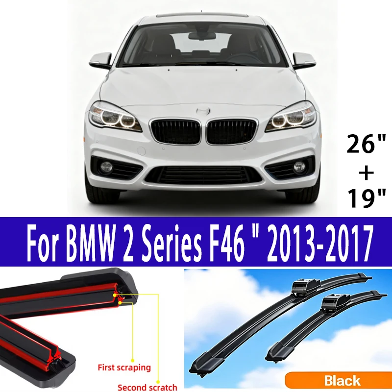 

Car Wiper Blade For BMW 2 Series F46 26"+19" 2013-2017 Auto Windscreen Windshield Wipers Blades Window Wash Fit Push Button Arm