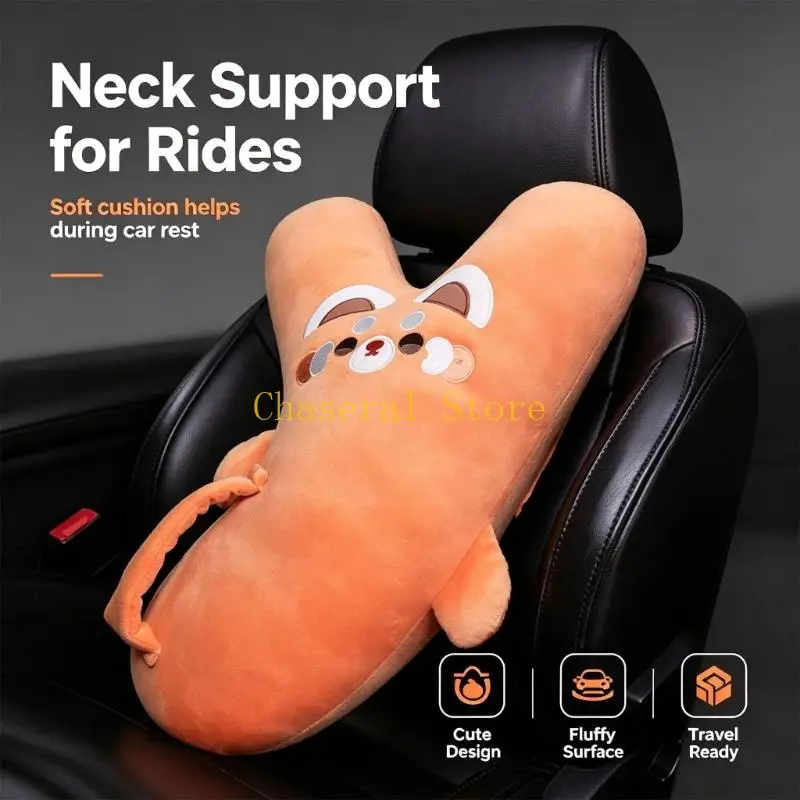 E7CE Cartoon Animal Neck Cushion and Plush Pillow with Cotton Fabric for Car Rides, Rest Breaks, and Relaxed Indoor Use