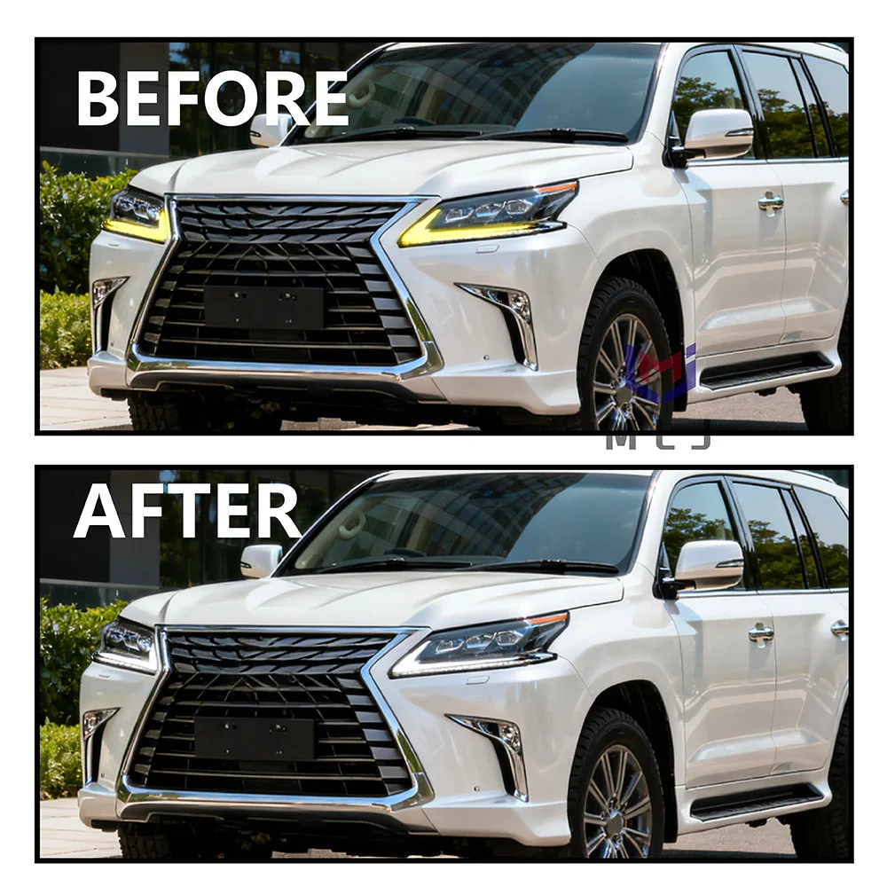 For Lexus LX570 2016-2019 Headlight Angel Eyes Acrylic Light Guide Tube DRL Strip Direct Replacement Spare Parts