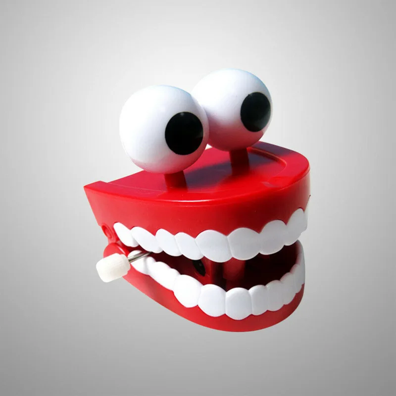 Novelty Dentures Clockwork Fun Toy Teeth Clockwork Beating On The Chain Classic Toys Halloween Funny Teeth Model Toys Kids Gifts