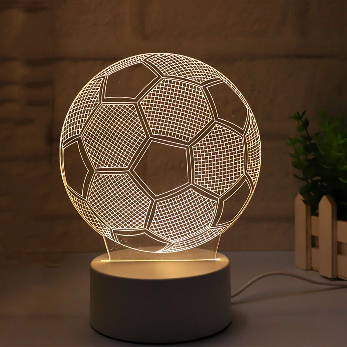 1pc Football  3D Night Light, 3D Optical Illusion Lamp With Touch, 7-Color Changing Ambient Light For Bedroom