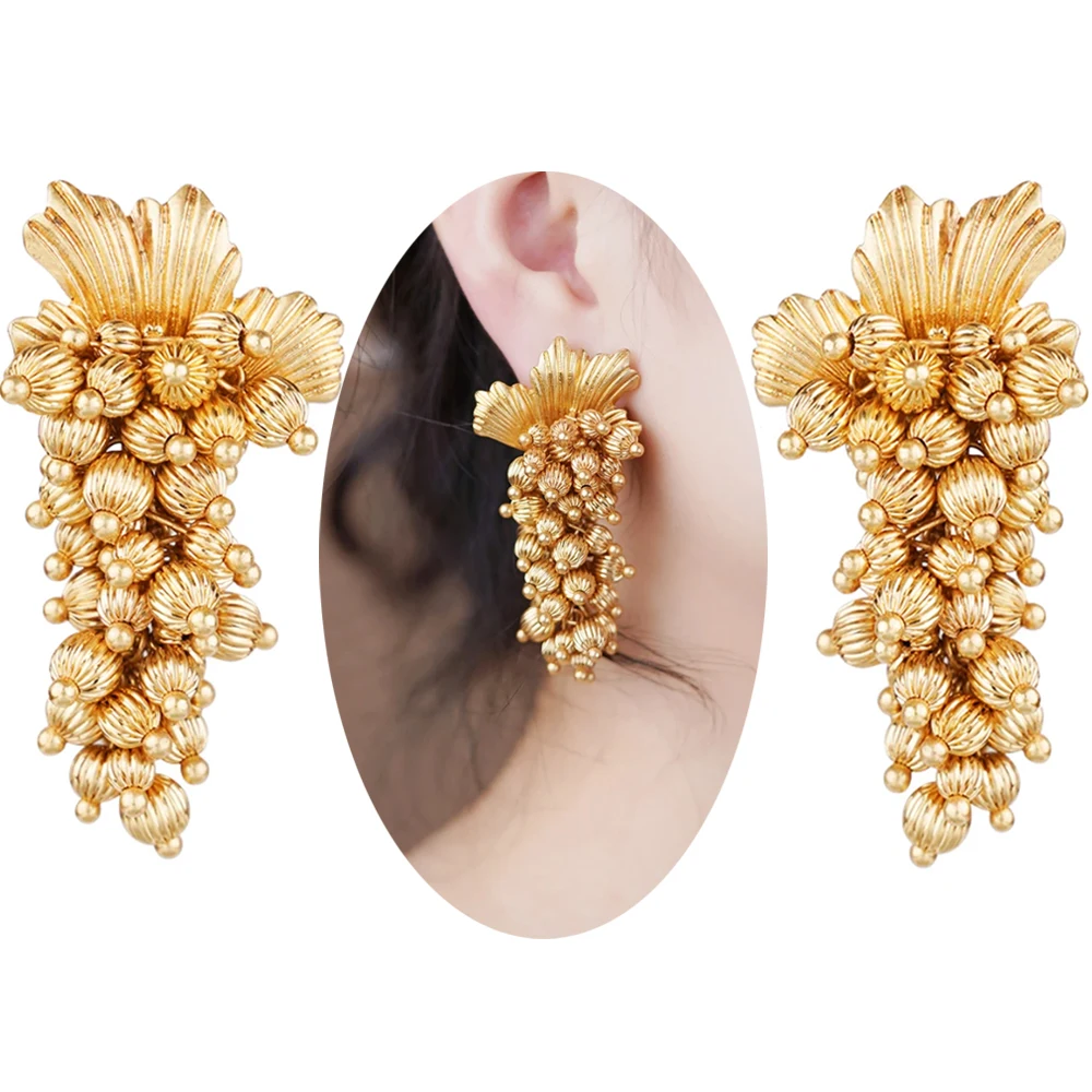

Copper Dangle Earrings Grapes Design Fashion 2024 New In Statement Drop Earing For Women Jewelry Casual Party Club Korean Y2K