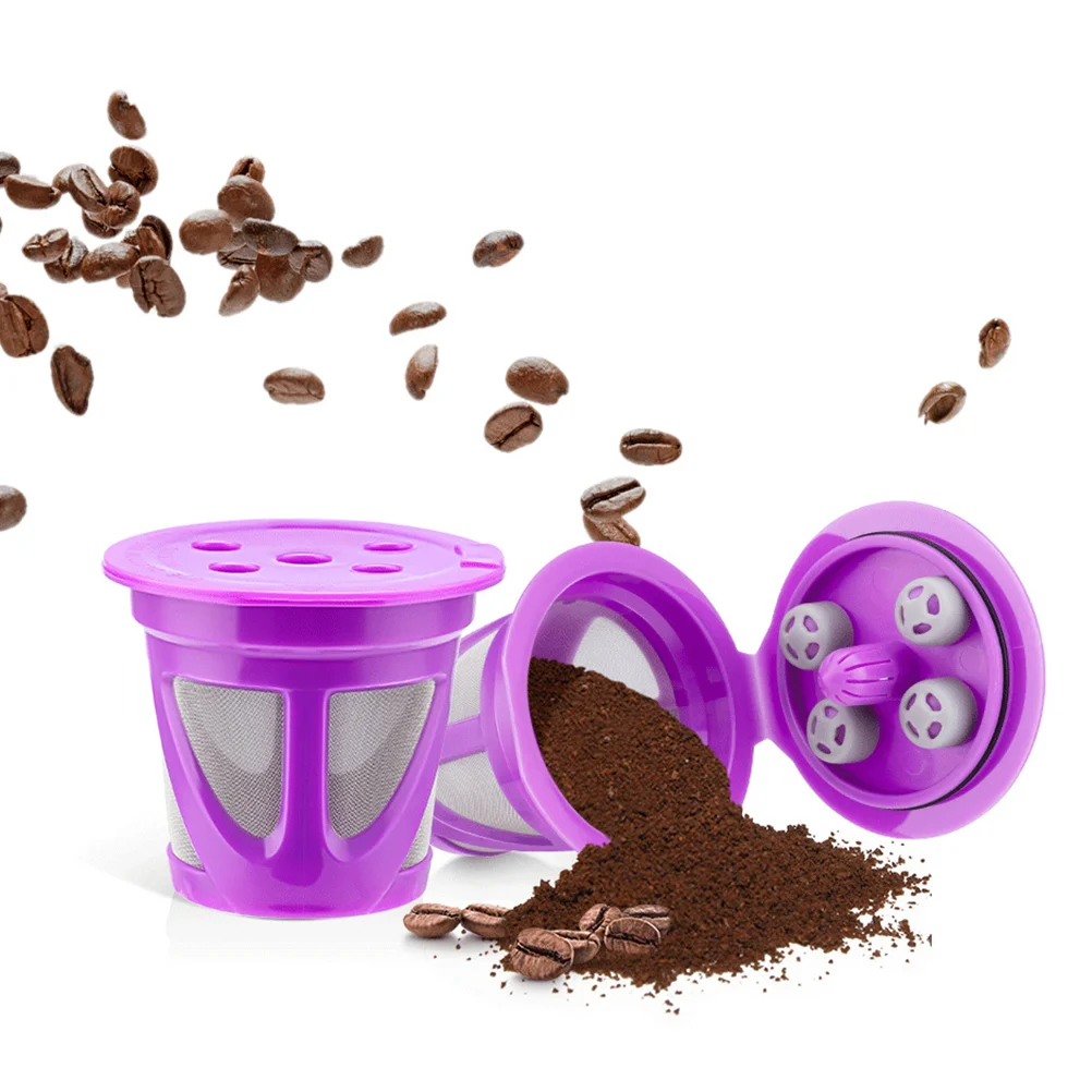 2 Pcs Coffee Capsule Purple Pod Capsules Filter Reusable Espresso Basket Cup Plastic Strainer with Lid