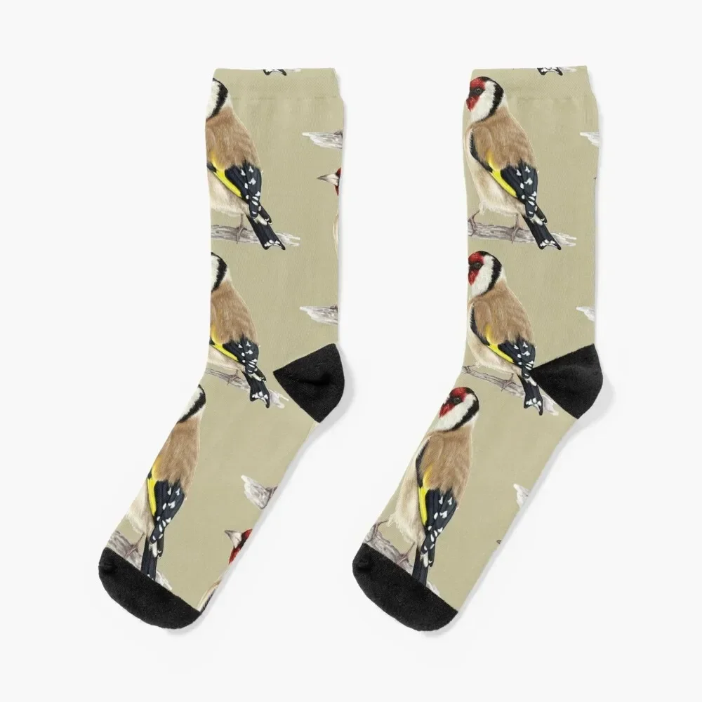 Detailed goldfinch watercolor hand drawn Socks hip hop sport Socks Women's Men's