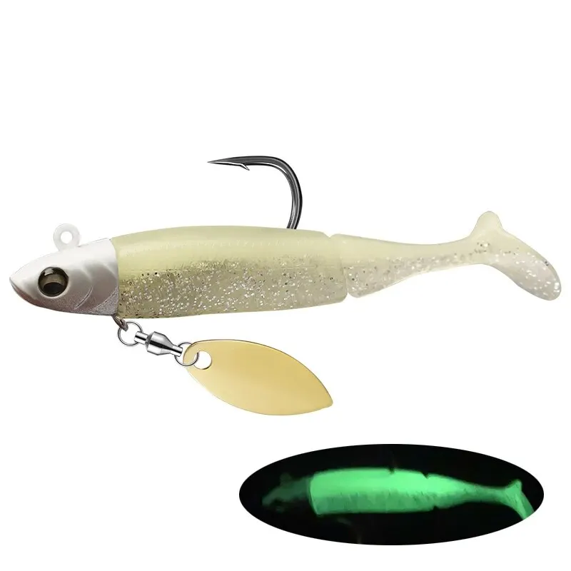 TAIYU Jig Head Zachte Vissen Lokt 21g T-staart Siliconen Lokken Wobblers Metalen Spinner Lepel Aas Voor Snoek forel Bass Visgerei