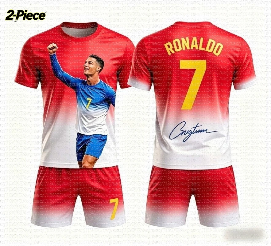 2026 Spezial Ronaldo # 7 Fan Fußballtrikot-Set mit Shorts für Damen, Herren und Kinder, Portugal-Fan-Shirt und Shorts, 2-teiliges Sommer-Set – Detail 8