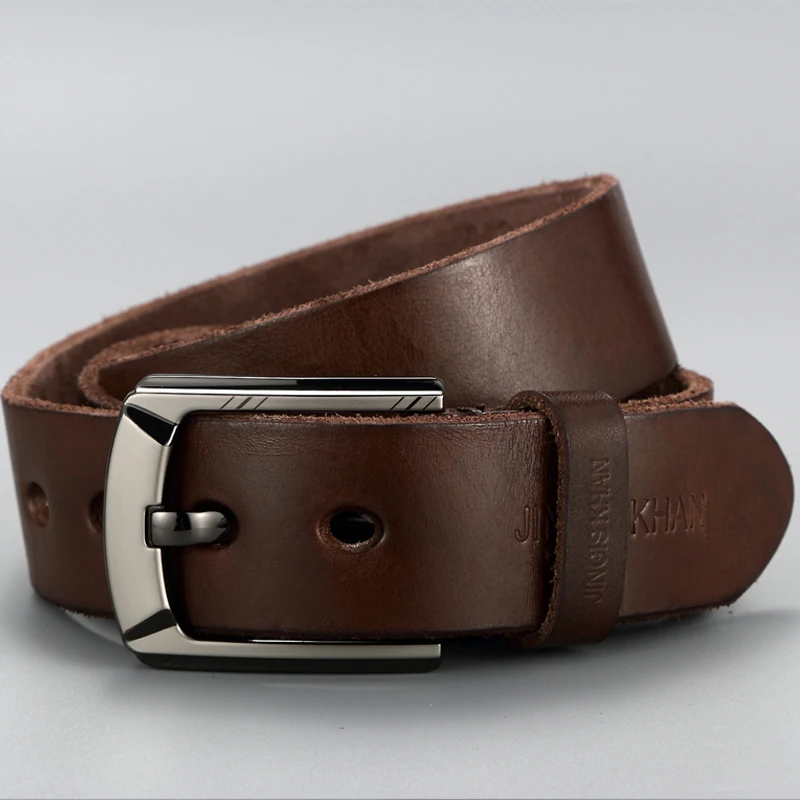Belt, men\'s genuine leather, genuine cowhide, handcrafted men\'s belt, youth retro needle buckle, top layer jeans belt