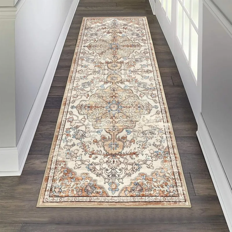 Abstract Splash Runner Rug Blue Gray Gradient Pattern Carpet Non Slip Floor Mat For Hallway Kitchen Area Rugs Mats