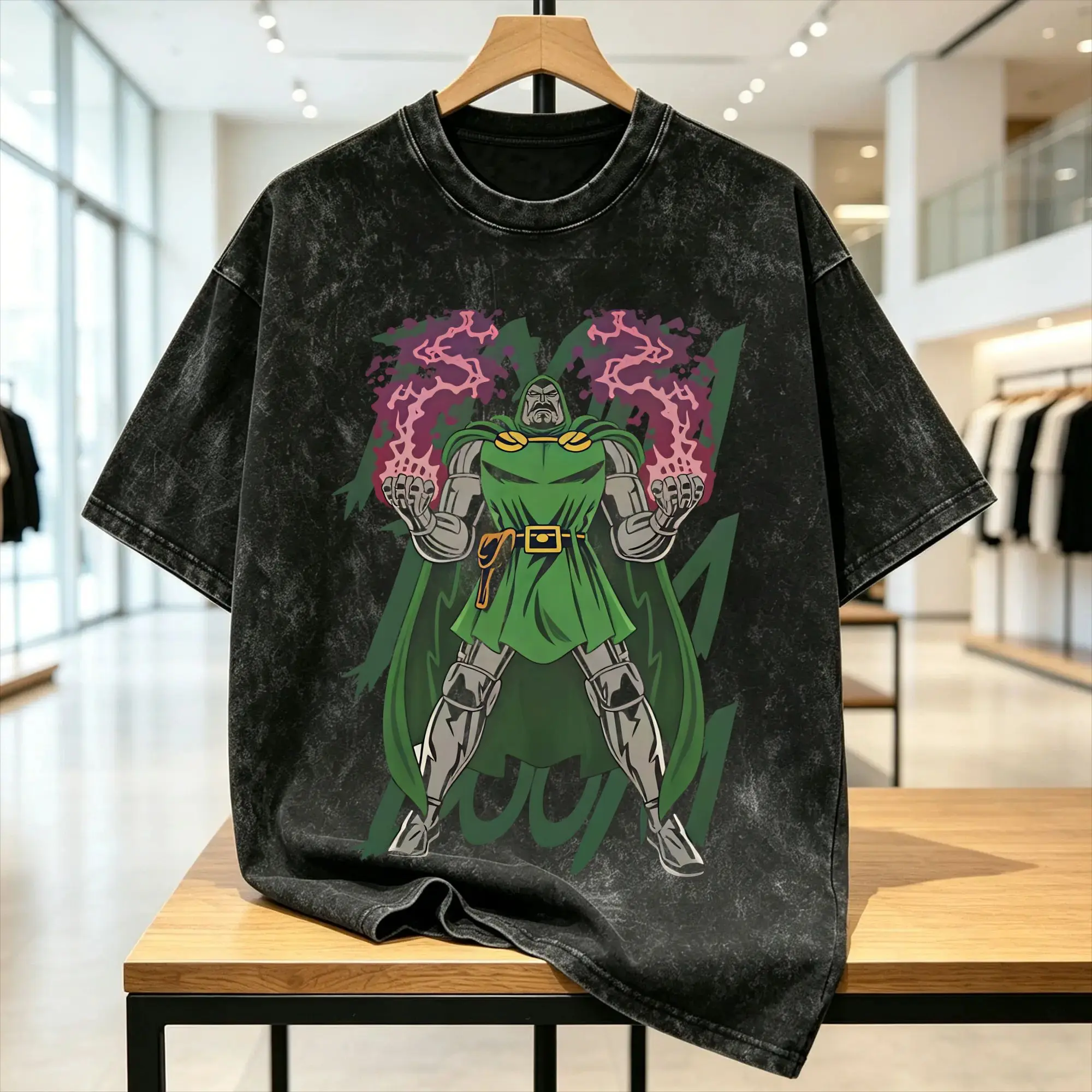 Dr Dooms Men T Shirt Washed  Leisure Tees Short Sleeve Crew Neck T-Shirt 100% Cotton Original Clothing
