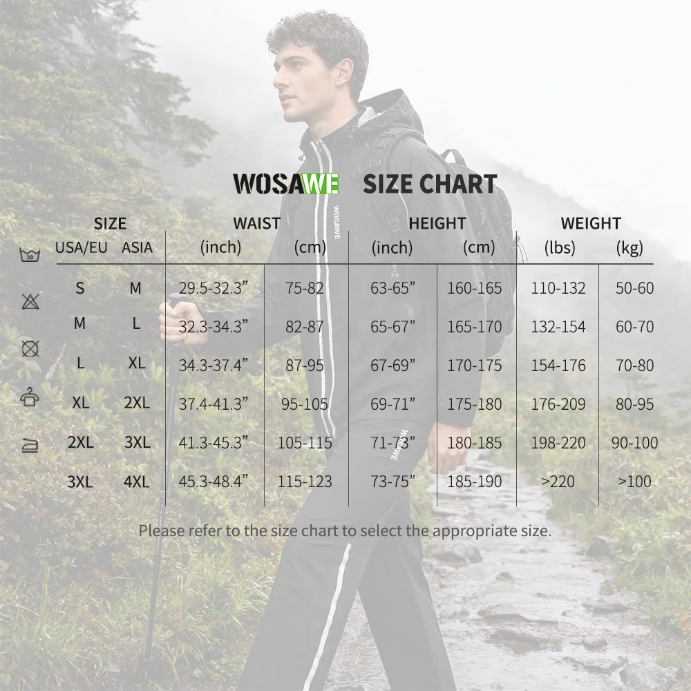 WOSAWE Motorcycle Motorbike Rainproof Single Pants Waterproof Unisex Riding Fishing Adult Outdoor Breathable Wear Rain Pants