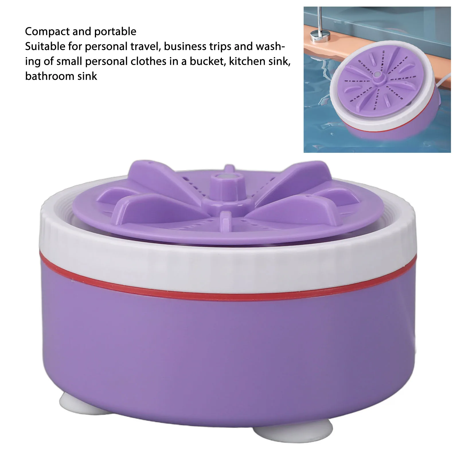 Mini Turbo Washing Machine Timed Adjustable Multifunction USB Powered Portable Mini Turbo Washer for Small Clothes Dish Washing