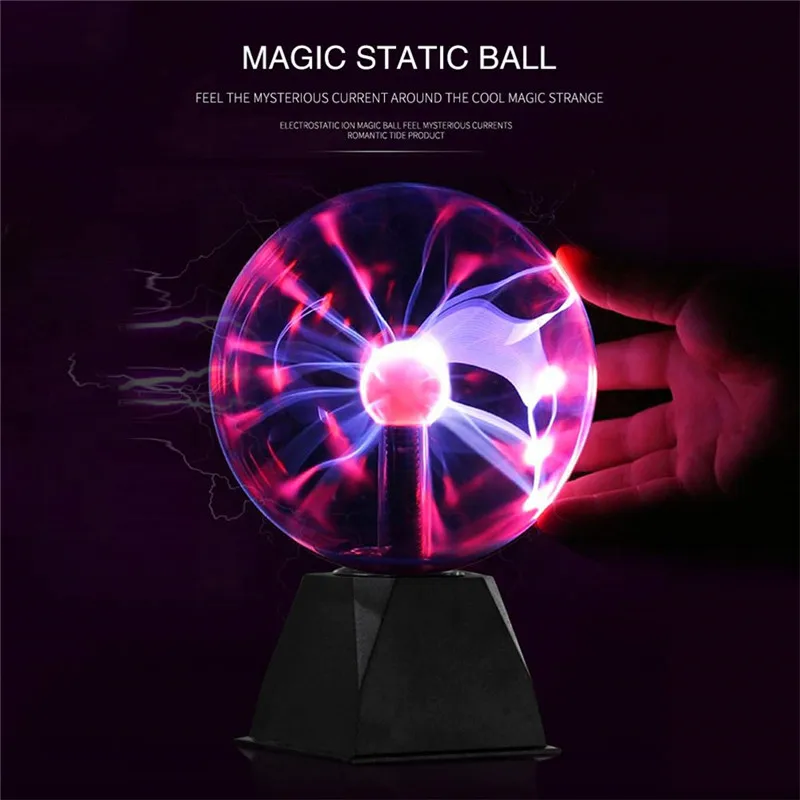 Lampe de Table Magique en Verre avec Boule de Plasma, Sphère de Lune, 3, 4, 5, 6 Pouces, Ampoule Tactile, Cadeaux de Noël et Nouvel An pour Enfant