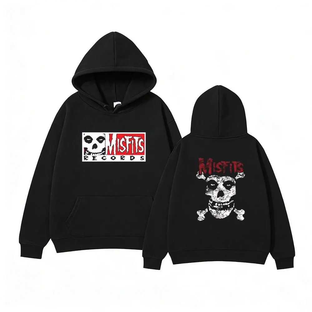 Vintage Misfits Records Band Member Portrait Graphic Hoodie Unisex Vintage Punk Rock Streetwear Pullover For Men Women