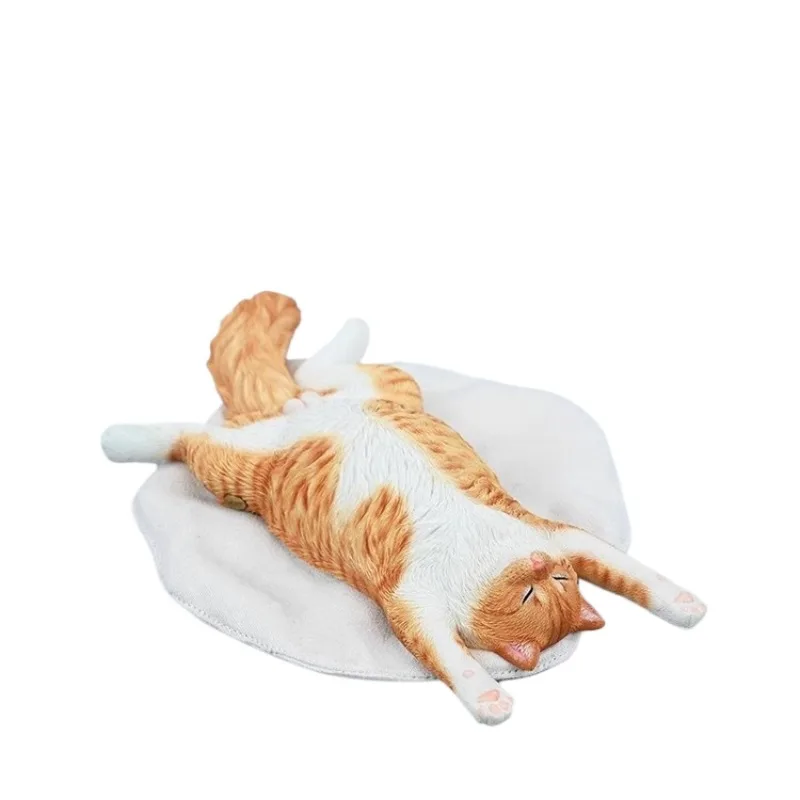 

Lying down cat model, sleeping kitten simulation pet periphery cute car desktop small ornament figure