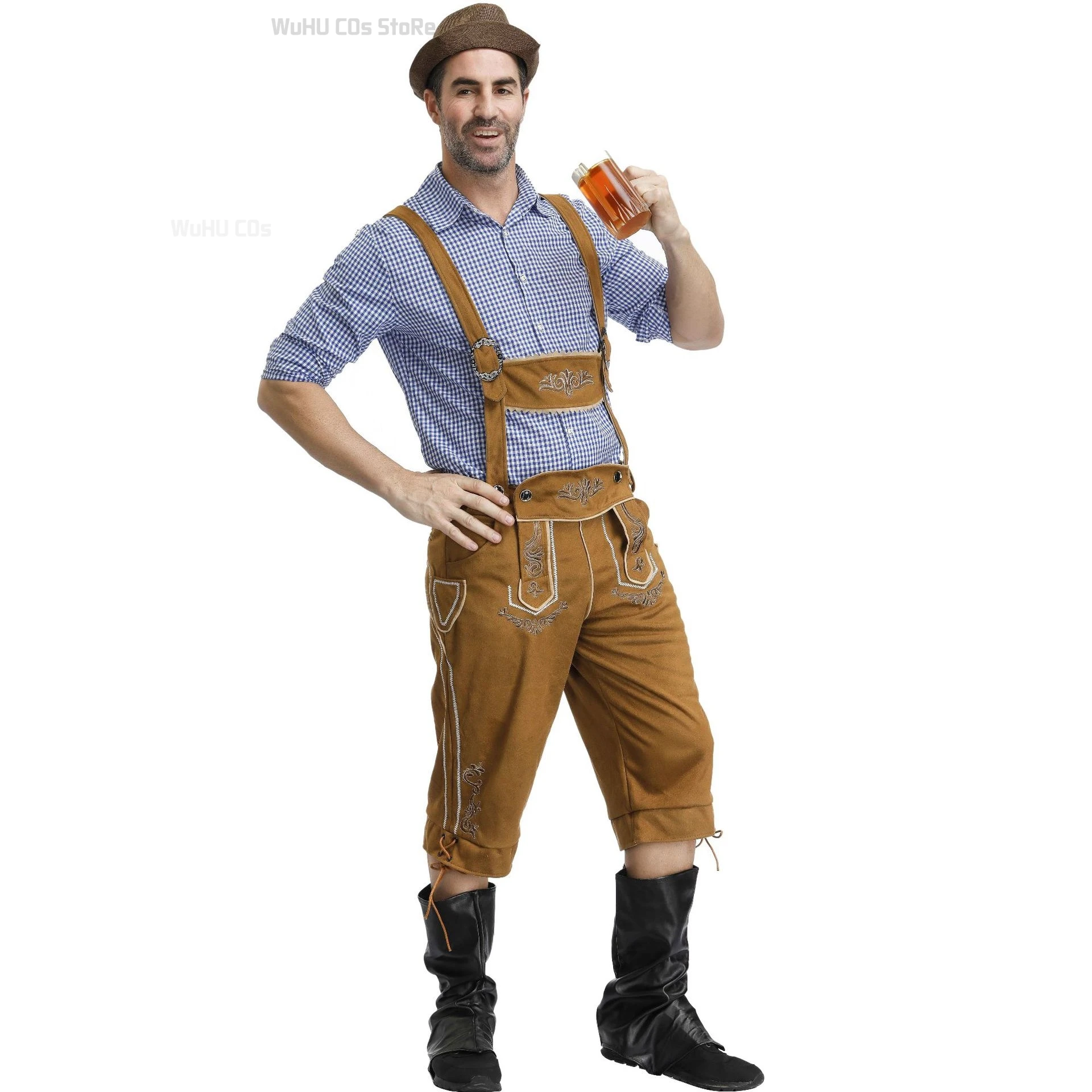 Retro männliche Oktoberfest Kostüme Deutsch Oktoberfest Bier Hosenträger Shorts Outfit Shorts traditionelle europäische Land kleidung