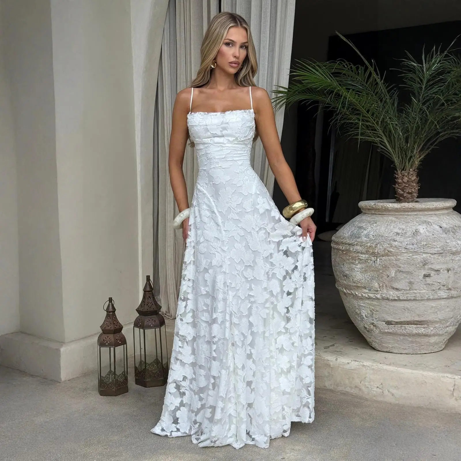 

Wind 2025 Summer New Women's Sexy Suspender Chiffon Temperament Backless Evening Dress Summer Dress Robe Vestido Women Elegant