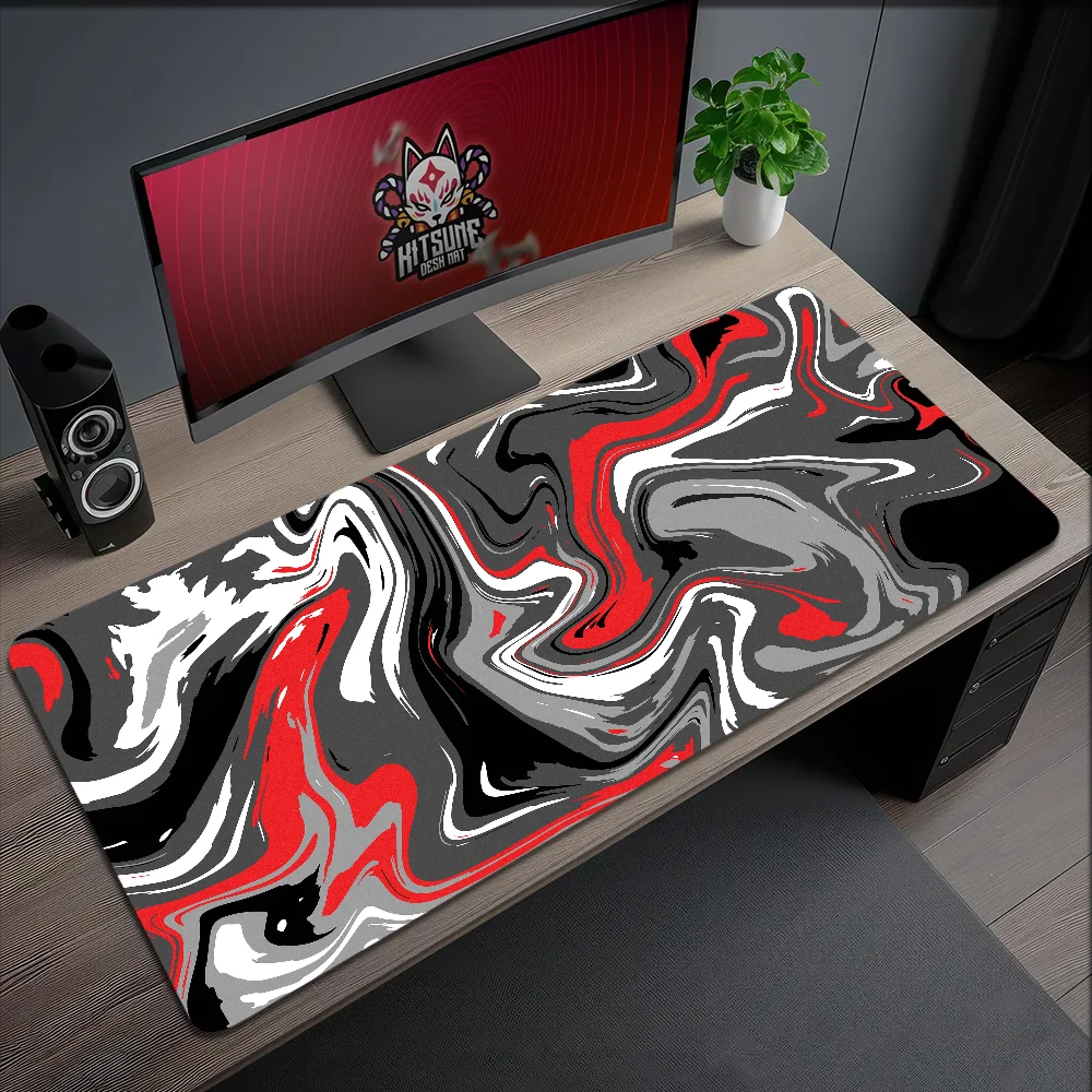 Liquid Fluid Strata Pattern Black Art Mouse Pad Non-slip Thickened Large Writing Lockedge Office Student Gaming Cushion MousePad