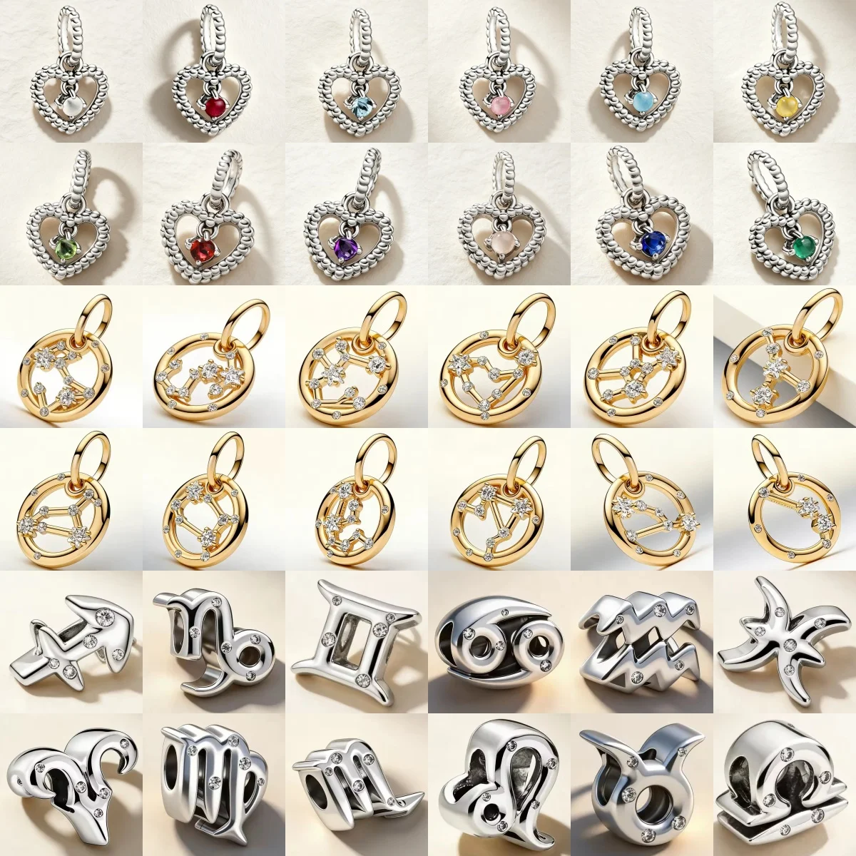 Gilded S925 Silver Charm Pendant Bead With 12 Zodiac Signs Lion Level Sagittarius Is Fit For Bracelets Necklaces Women's Jewelry