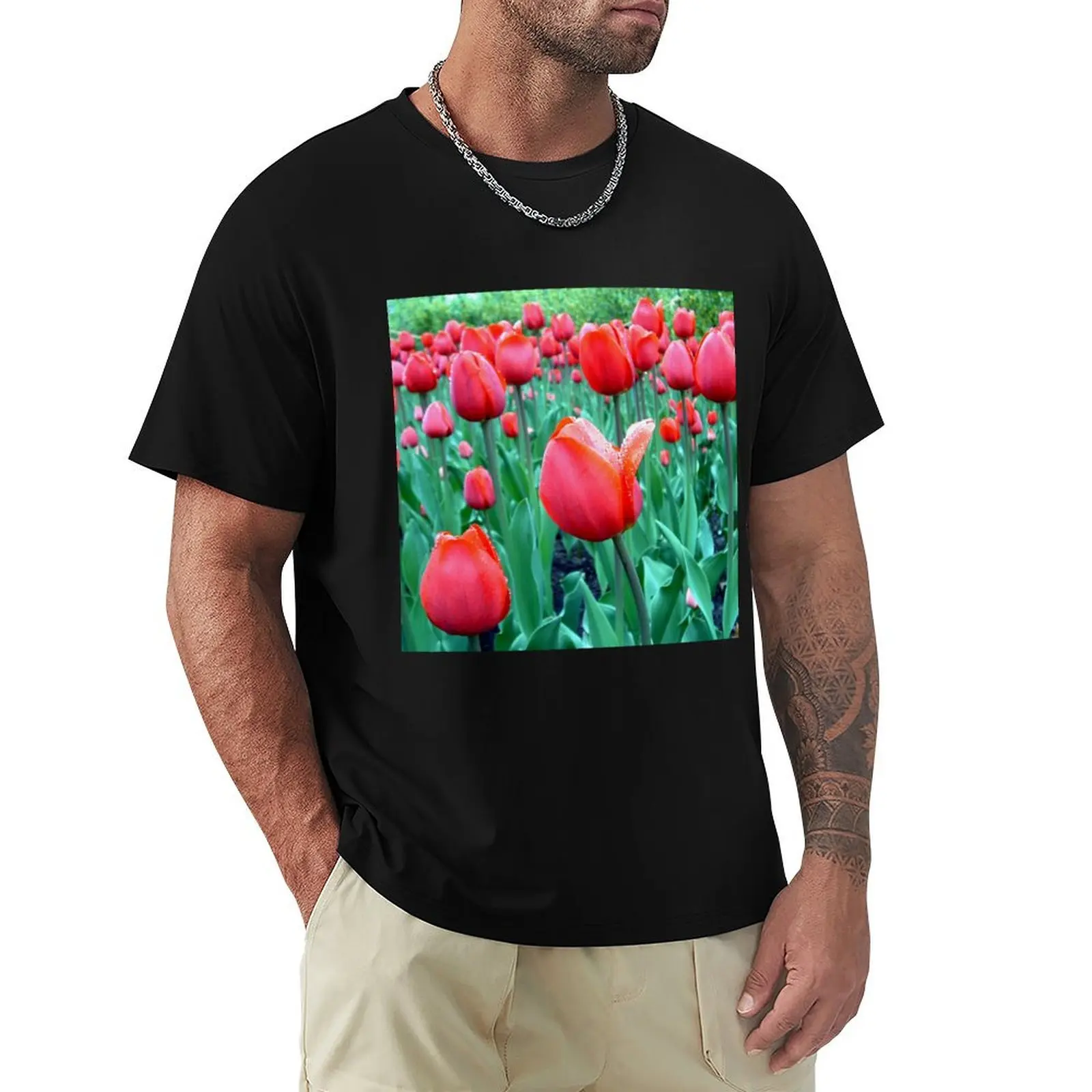 Pink Tulips T-Shirt boys whites vintage clothes mens funny t shirts