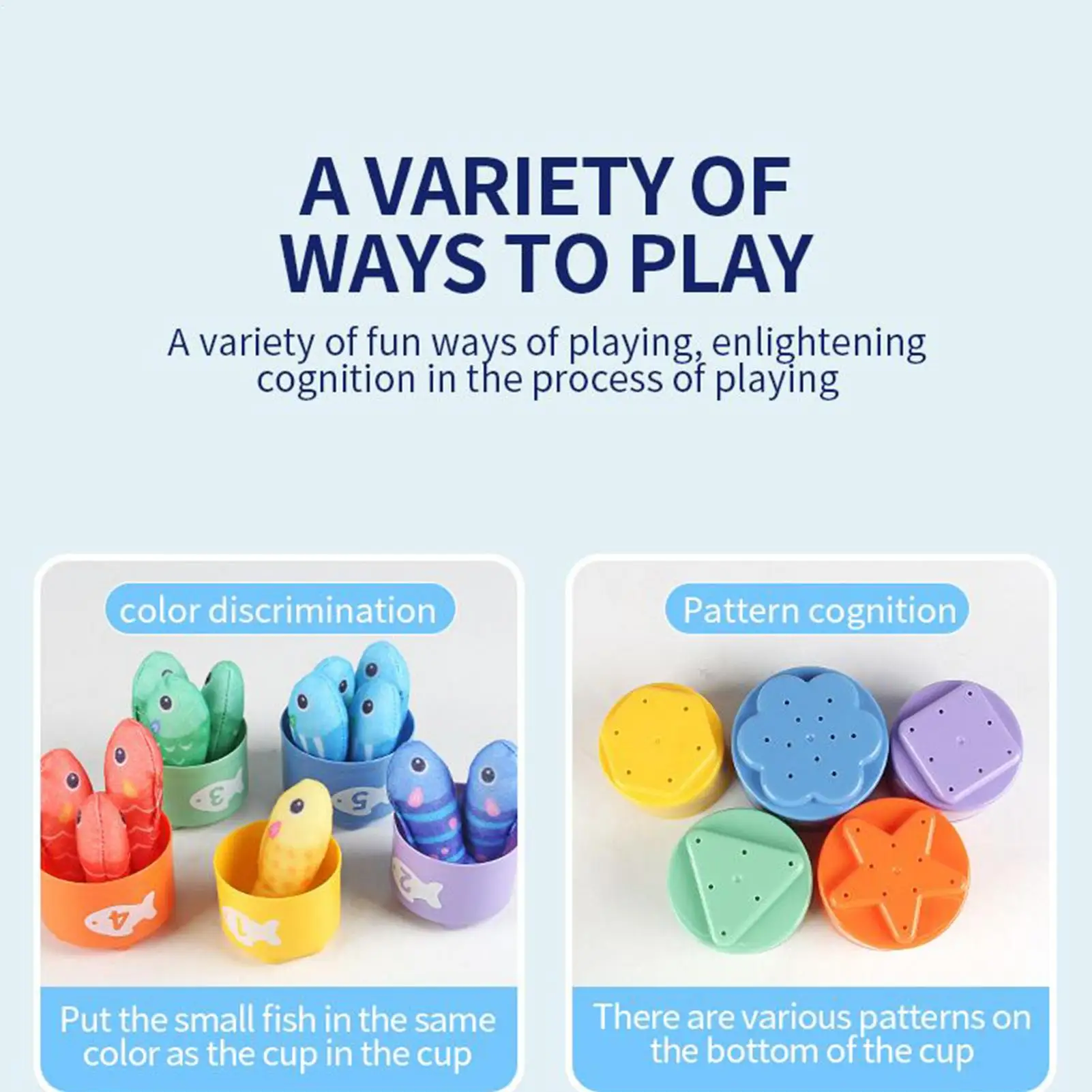 Educational Fishing Game Toy with Stacking Cups - Interactive Sensory Learning for Kids Toddler Fine Motor Skills Development