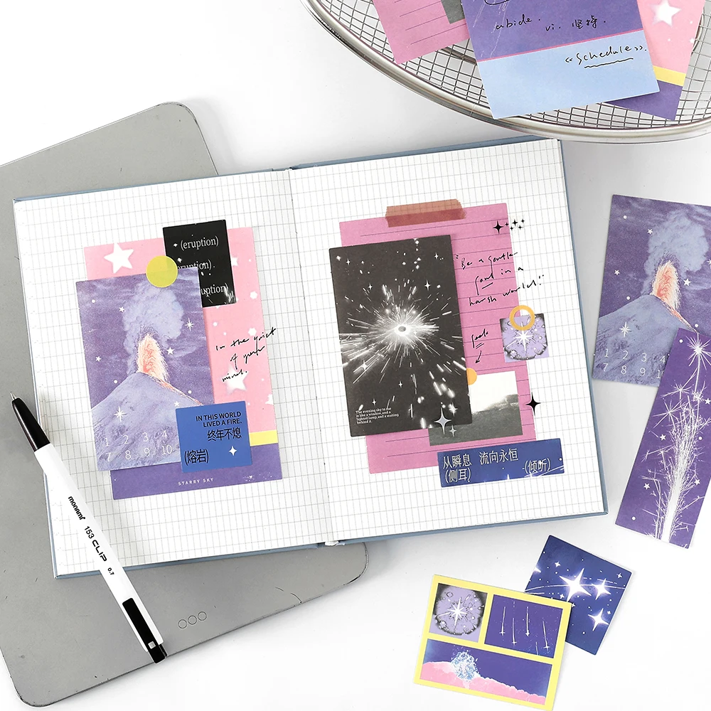 40pcs/pack simple Ins style scrapbook decoration background paper adhesive sticker pack planner handbook DIY collage material