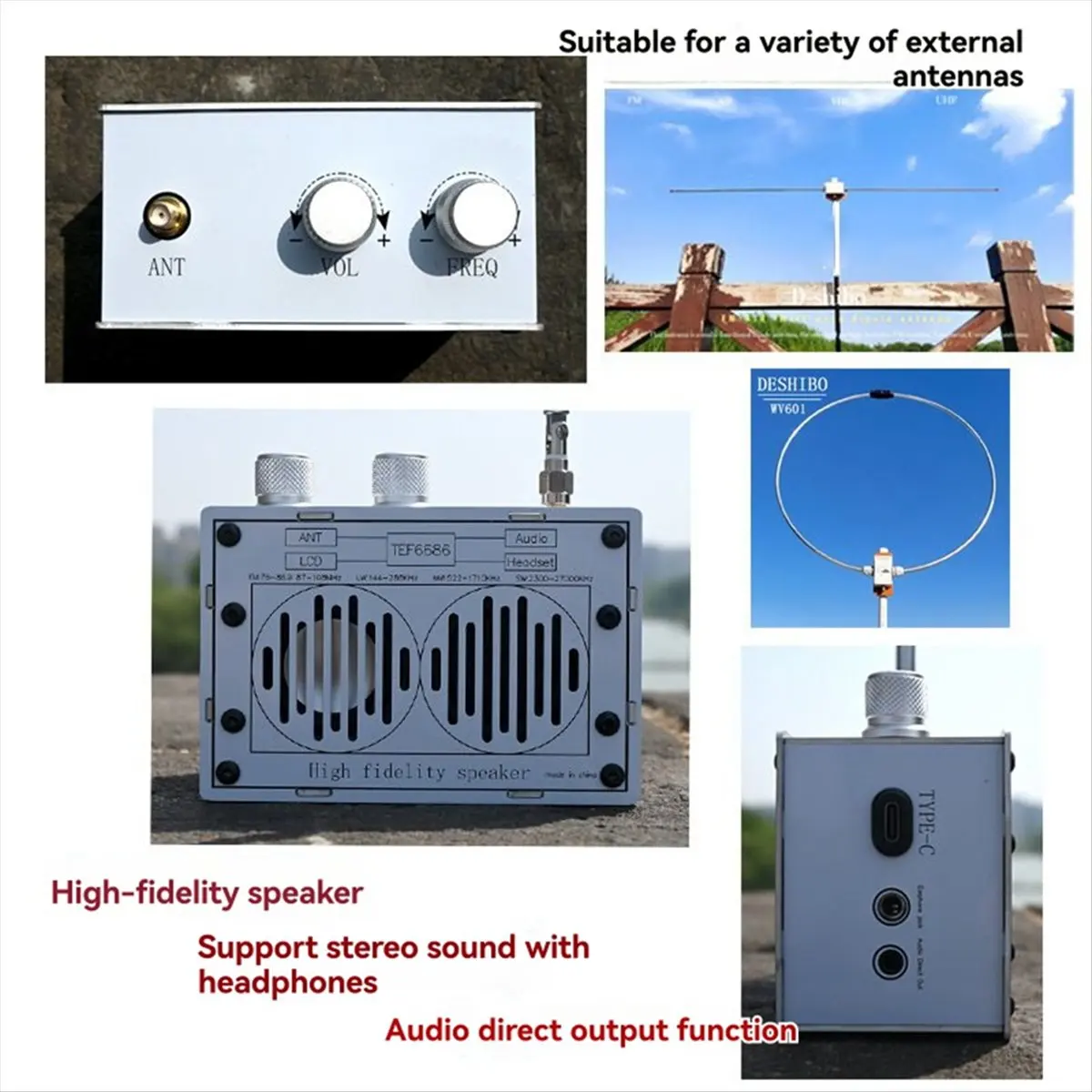 T703C-MX702 Portable Full Band Radio TEF6686 LW/MW/SW/FM Stereo Radio Receiver Support 3.5mm/Direct Output HOT