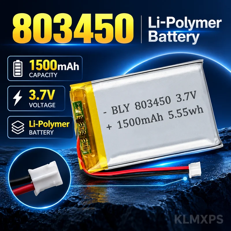 803450 1500mAh 3.7V Li-Polymer LiPo Rechargeable Battery Replacement for MP3 DVD Pad Camera GPS Laptop Power Battery Pack