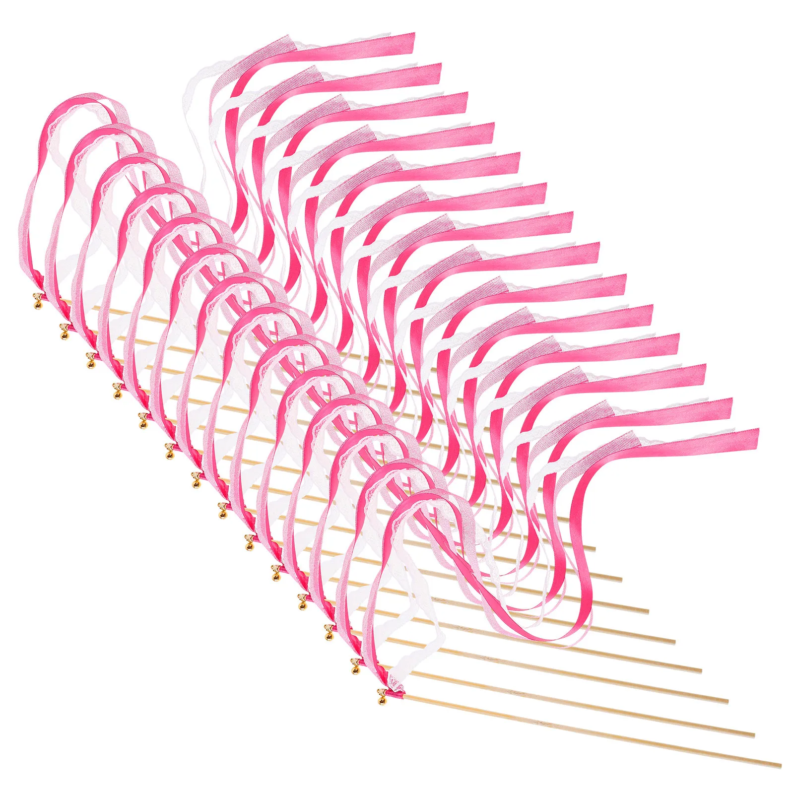 25Pcs Whimsical Ribbon Wands Lace Streamers Soft Fabric Wood Handle Wedding Party Favors Dance Ribbons Photo Shoot Props