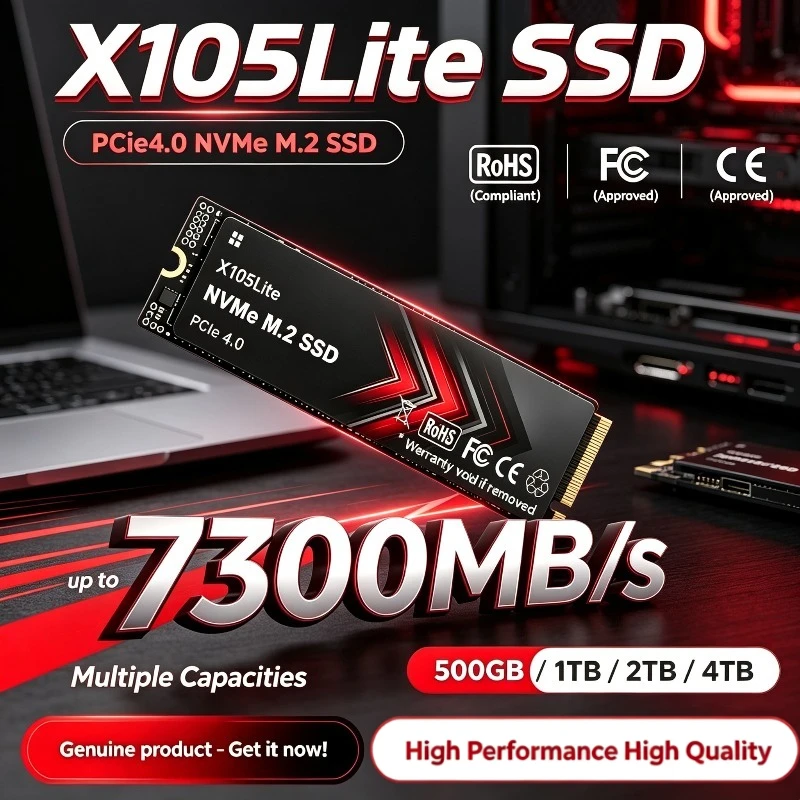 X105Lite NVME SSD M2 NVMe Portable Hard Drive Solid State Disk PCIE4.0 up to 7300MB/s 500GB 1TB 2TB 4TB for Laptop Desktop