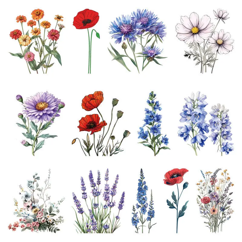 Beautiful Flower Heat Sticker On Clothes DIY Washable Iron On Transfer For Clothing Bag Colorful Patch On Clothes Hat Appliqued