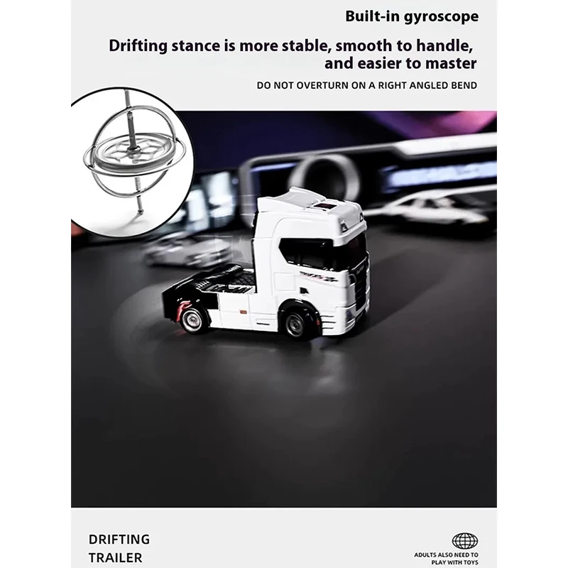 1/43 Simulatie Trailer Oplegger Afstandsbediening Transportvoertuig Container Vrachtwagen Automodel Met Geluid En Licht Kinderen