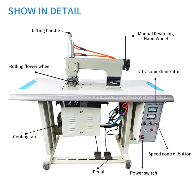 Ultrasonic Sewing Machine For Textile Bags Non-Woven Fabrics Good Performance Cylinder-Bed Configuration Iron Engine Core