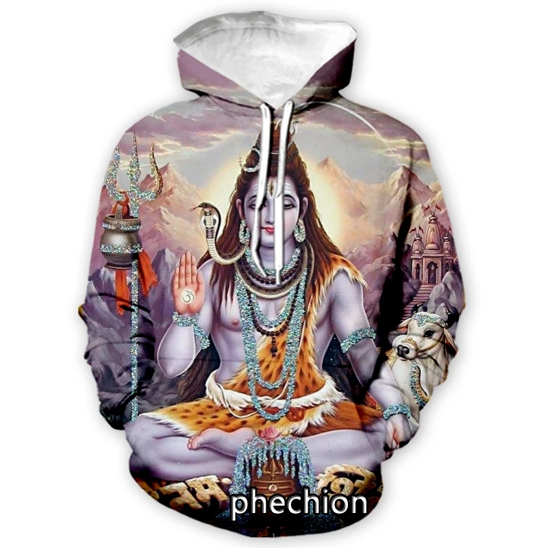 phechion New Fashion Men/Women Hinduism Shiva Graphic 3D Print Casual Sweatshirt Hoodies Streetwear Men Loose Sport Hoodies H68