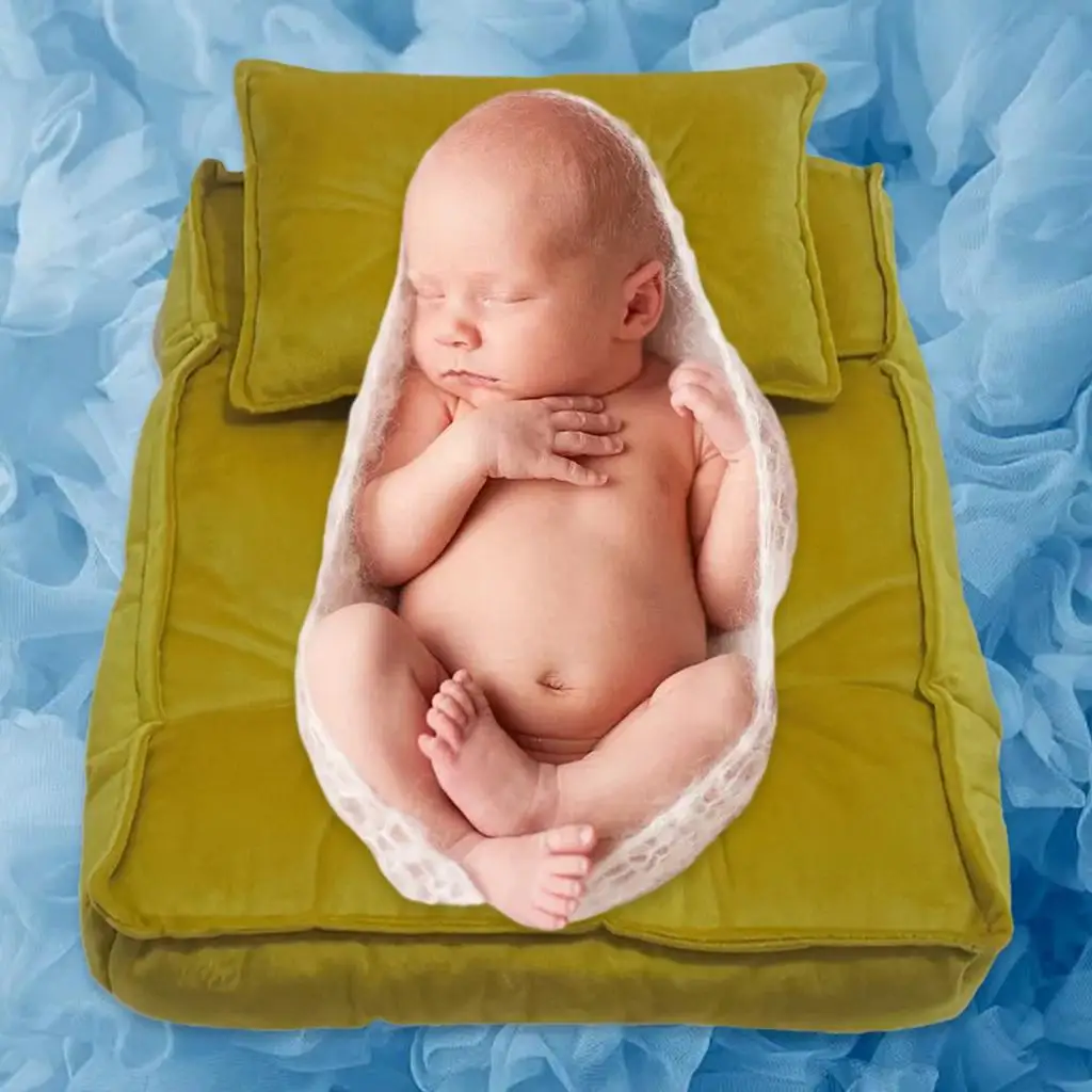 Newborn Photography Props, Baby Photo Props Pillow & Mattress Set Baby Photography Wrap Set for Baby Girl and Boy