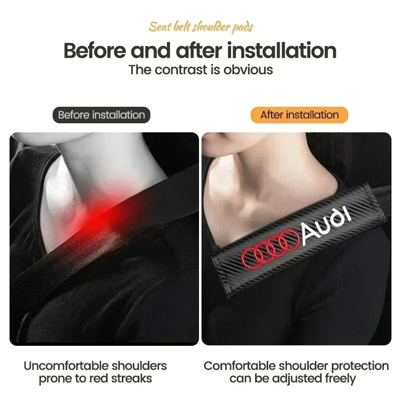 2PCS Car Sline Badge Seat Belt Covers Shoulder Protector Cushion Pads For Audi A1 A2 A3 A4 A5 A6 A7 A8 Q1 Q2 Q3 Q4 Q5 Q6 Q7 Q8